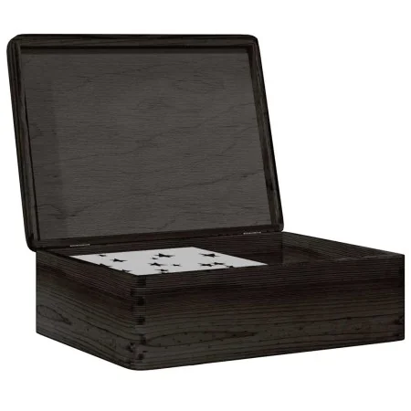 Caja de madera con tapa madera maciza de pino negra 40x30x13 cm de , Cestas para almacenaje - Ref: Foro24-4017395, Precio: 38...