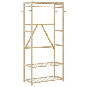 Perchero con estantes bambú 80x40x175 cm de , Organizadores de vestidores y perchas de barra - Ref: Foro24-4008922, Precio: 7...