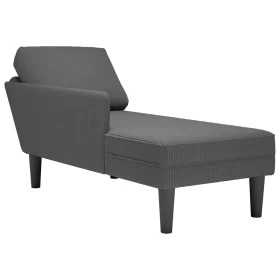 Chaise longue con cojín de tela de pana gris oscuro de , Divanes - Ref: Foro24-4009816, Precio: 121,06 €, Descuento: %
