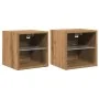 Muebles TV de pared luces LED 2 uds roble artisian 30x28,5x30cm de , Muebles TV - Ref: Foro24-857675, Precio: 43,48 €, Descue...
