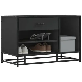 Banco zapatero madera de ingeniería y metal negro 80x40x53,5 cm by , Benches for halls and storage - Ref: Foro24-849224, Pric...