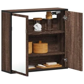 Armario con espejo baño madera marrón roble 65x20x60 cm de , Tocadores de baño - Ref: Foro24-849258, Precio: 70,99 €, Descuen...