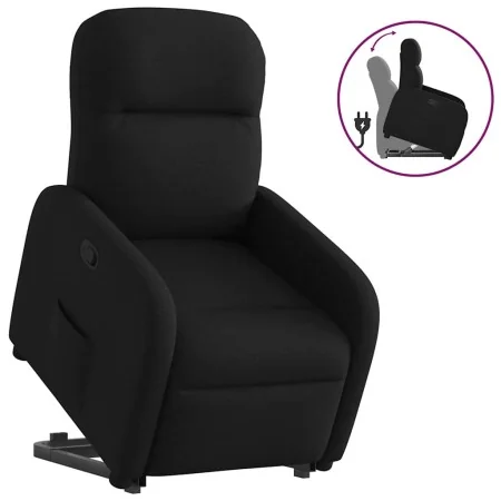Sillón reclinable elevable tela negro de , Sillones - Ref: Foro24-3302974, Precio: 268,51 €, Descuento: %
