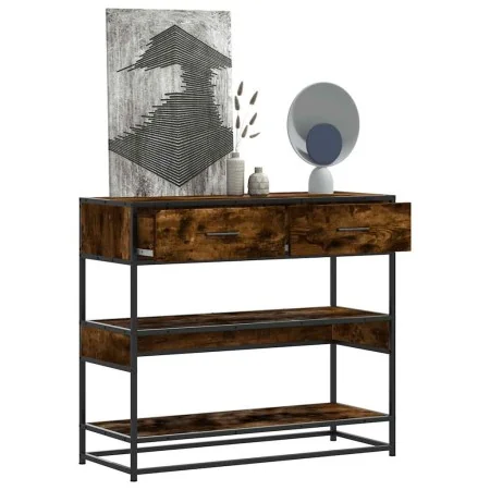 Mesa consola de madera de ingeniería roble ahumado 90x35x80 cm by , Side tables - Ref: Foro24-849181, Price: 80,76 €, Discoun...
