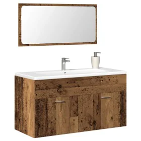 Mueble de baño con espejo de madera antigua madera ingeniería de , Muebles de baño - Ref: Foro24-856381, Precio: 91,16 €, Des...