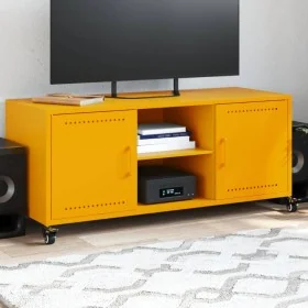 Mueble para TV acero laminado en frío amarillo 100,5x39x43,5 cm de , Muebles TV - Ref: Foro24-846665, Precio: 92,86 €, Descue...