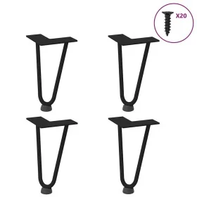 Patas de mesa tipo horquilla 4 uds acero macizo negro 20 cm by , Table legs - Ref: Foro24-4012412, Price: 33,46 €, Discount: %