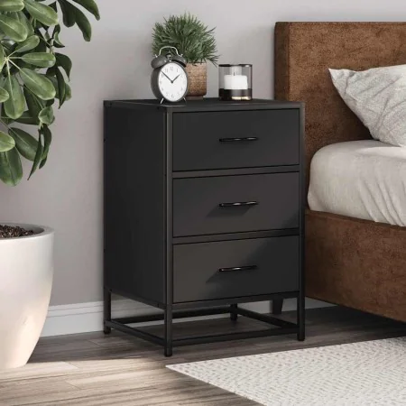 Mesita de noche madera ingeniería negro 40x34,5x60 cm metal de , Mesitas de noche - Ref: Foro24-848719, Precio: 64,13 €, Desc...