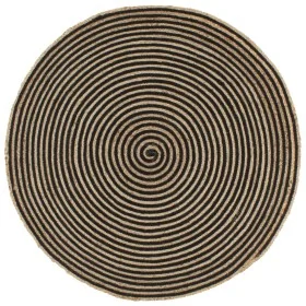 Alfombra de yute tejida a mano diseño espiral negro 150 cm de , Alfombras - Ref: Foro24-133721, Precio: 67,49 €, Descuento: %