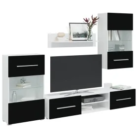 Muebles para TV 5 piezas con iluminación LED negra mate de , Muebles TV - Ref: Foro24-3324230, Precio: 478,28 €, Descuento: %