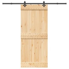 Puerta corredera con herrajes madera maciza de pino 90x210 cm de , Puertas - Ref: Foro24-3332685, Precio: 201,38 €, Descuento: %