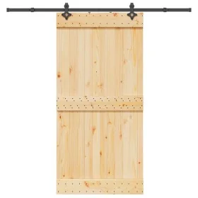 Puerta corredera con herrajes madera maciza de pino 100x210 cm de , Puertas - Ref: Foro24-3332687, Precio: 233,59 €, Descuent...