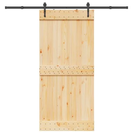 Puerta corredera con herrajes madera maciza de pino 95x210 cm by , Doors - Ref: Foro24-3332698, Price: 197,21 €, Discount: %