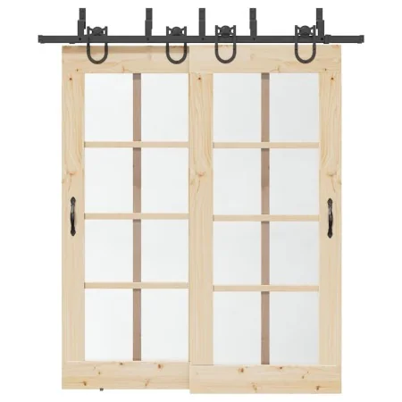 Kit de herrajes para puertas correderas acero negro 200 cm by , Door items - Ref: Foro24-3295738, Price: 109,35 €, Discount: %