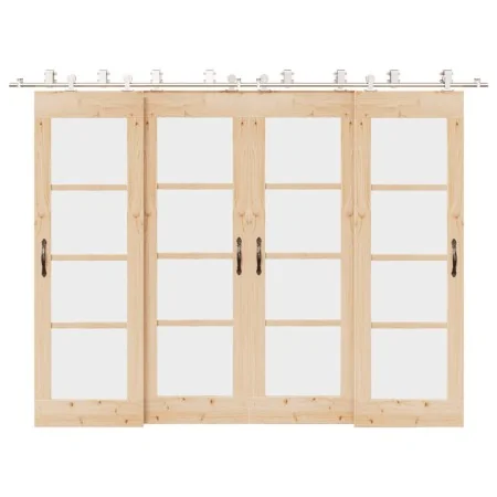 Kit de herrajes para puerta corredera 366 cm acero plateado by , Door items - Ref: Foro24-3295767, Price: 494,33 €, Discount: %