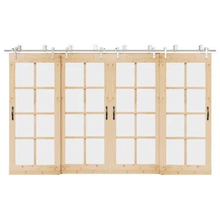 Kit de herrajes para puerta corredera 366 cm acero plateado by , Door items - Ref: Foro24-3295773, Price: 406,75 €, Discount: %