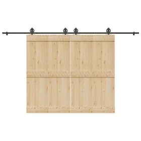 Kit de herrajes para puertas correderas acero negro 366 cm by , Door items - Ref: Foro24-3295799, Price: 96,74 €, Discount: %