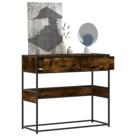 Mesa consola de madera de ingeniería roble ahumado 90x35x80 cm by , Side tables - Ref: Foro24-849176, Price: 78,42 €, Discoun...