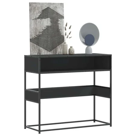 Mesa consola de madera contrachapada negro 90x35x80 cm de , Mesas auxiliares - Ref: Foro24-849169, Precio: 70,45 €, Descuento: %