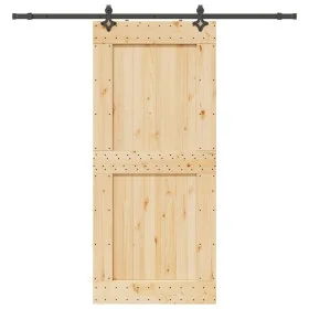 Puerta corredera con herrajes madera maciza de pino 100x210 cm by , Doors - Ref: Foro24-3332735, Price: 231,82 €, Discount: %