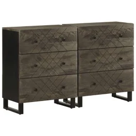 Aparadores 2 uds. madera maciza de mango negro 60x33x75 cm by , Lockers and storage cabinets - Ref: Foro24-3309998, Price: 23...