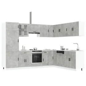 Mueble cocina Porto gris hormigón 14 pzas madera contrachapada de , Armarios de cocina - Ref: Foro24-3314995, Precio: 1,00 €,...