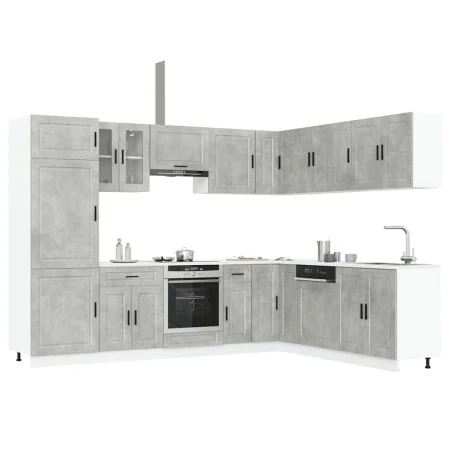 Mueble cocina Porto gris hormigón 14 pzas madera contrachapada de , Armarios de cocina - Ref: Foro24-3314995, Precio: 1,00 €,...