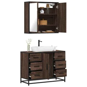 Set de muebles baño 2 pzas madera contrachapada marrón roble de , Muebles de baño - Ref: Foro24-3300904, Precio: 183,18 €, De...