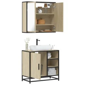 Set de muebles de baño 2 pzas madera contrachapada roble Sonoma de , Muebles de baño - Ref: Foro24-3300906, Precio: 150,97 €,...