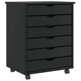 Cajonera con ruedas MOSS madera maciza de pino negro by , Lockers and storage cabinets - Ref: Foro24-4015784, Price: 144,17 €...