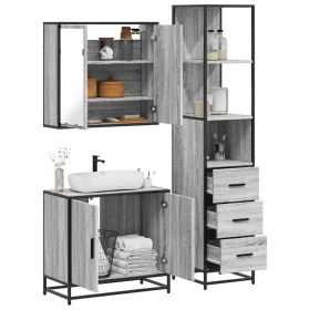 Set de muebles de baño 3 pzas madera contrachapada gris sonoma de , Muebles de baño - Ref: Foro24-3301128, Precio: 248,82 €, ...