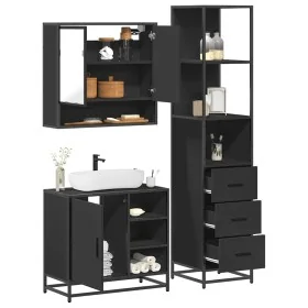 Juego de muebles de baño 3 pzas madera contrachapada negro de , Muebles de baño - Ref: Foro24-3301175, Precio: 262,33 €, Desc...