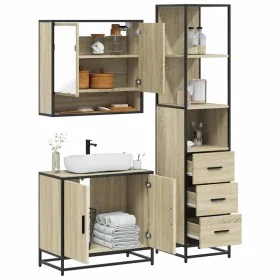 Set de muebles de baño 3 pzas madera contrachapada roble Sonoma de , Muebles de baño - Ref: Foro24-3301156, Precio: 245,88 €,...