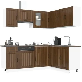 Mueble cocina Kalmar roble marrón 11 pzas madera contrachapada de , Armarios de cocina - Ref: Foro24-3314948, Precio: 667,56 ...