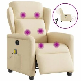 Sillón reclinable de masaje eléctrico tela color crema de , Sillones - Ref: Foro24-3303132, Precio: 269,58 €, Descuento: %