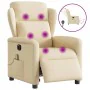 Sillón reclinable de masaje eléctrico tela color crema de , Sillones - Ref: Foro24-3303132, Precio: 269,58 €, Descuento: %