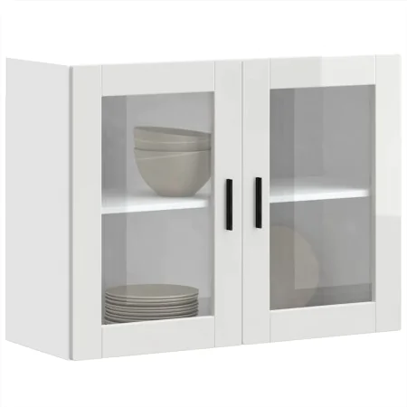 Armario pared para cocina puerta cristal Porto blanco brillante de , Armarios de cocina - Ref: Foro24-854089, Precio: 96,06 €...