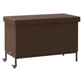 Caja de almacenaje jardín ruedas ratán PE marrón 110x55x73 cm de , Cajas de almacenaje para exteriores - Ref: Foro24-4103827,...