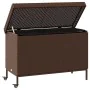 Caja de almacenaje jardín ruedas ratán PE marrón 110x55x73 cm de , Cajas de almacenaje para exteriores - Ref: Foro24-4103827,...