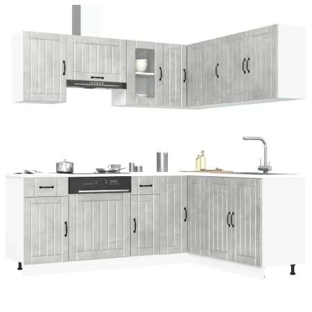 Mueble cocina Lucca gris hormigón 11 pzas madera contrachapada de , Armarios de cocina - Ref: Foro24-3314955, Precio: 670,74 ...