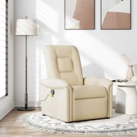 Sillón de masaje reclinable de tela crema de , Sillones - Ref: Foro24-4015634, Precio: 234,76 €, Descuento: %