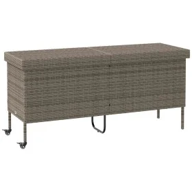 Caja almacenaje jardín ruedas ratán sintético gris 160x55x75 cm de , Cajas de almacenaje para exteriores - Ref: Foro24-410383...