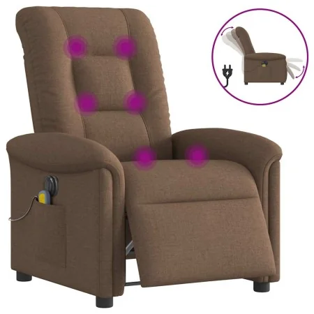 Sillón reclinable de masaje eléctrico tela marrón by , Armchairs - Ref: Foro24-3303248, Price: 259,34 €, Discount: %