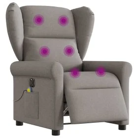 Sillón reclinable de masaje eléctrico tela gris taupe de , Sillones - Ref: Foro24-3303371, Precio: 262,64 €, Descuento: %