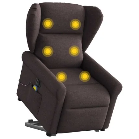 Sillón masaje eléctrico reclinable elevable tela marrón oscuro de , Sillones - Ref: Foro24-3303409, Precio: 343,94 €, Descuen...