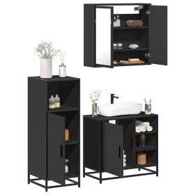 Juego de muebles de baño 3 pzas madera contrachapada negro de , Muebles de baño - Ref: Foro24-3300965, Precio: 229,60 €, Desc...