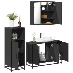 Juego de muebles de baño 3 pzas madera contrachapada negro von , Badezimmermöbel - Ref: Foro24-3300950, Preis: 238,37 €, Raba...