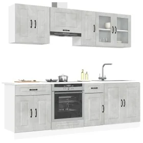 Mueble cocina Kalmar gris hormigón 8 pzas madera contrachapada de , Armarios de cocina - Ref: Foro24-3314825, Precio: 524,91 ...