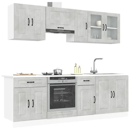 Mueble cocina Kalmar gris hormigón 8 pzas madera contrachapada de , Armarios de cocina - Ref: Foro24-3314825, Precio: 524,91 ...