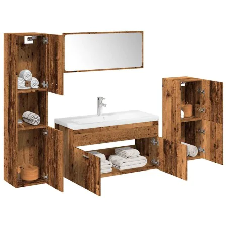 Juego de muebles de baño 5 piezas madera ingeniería envejecida de , Muebles de baño - Ref: Foro24-3328597, Precio: 352,06 €, ...